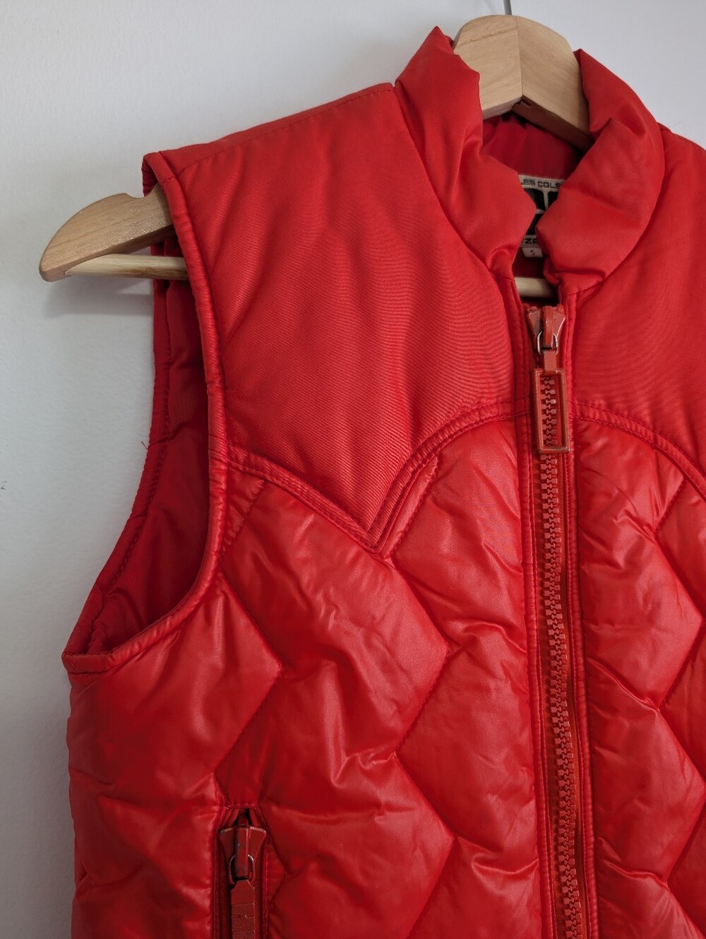 Vintage 90s HCC Skiwear Small Puff Vest Red Cropped Puffer Coat Swiss Made